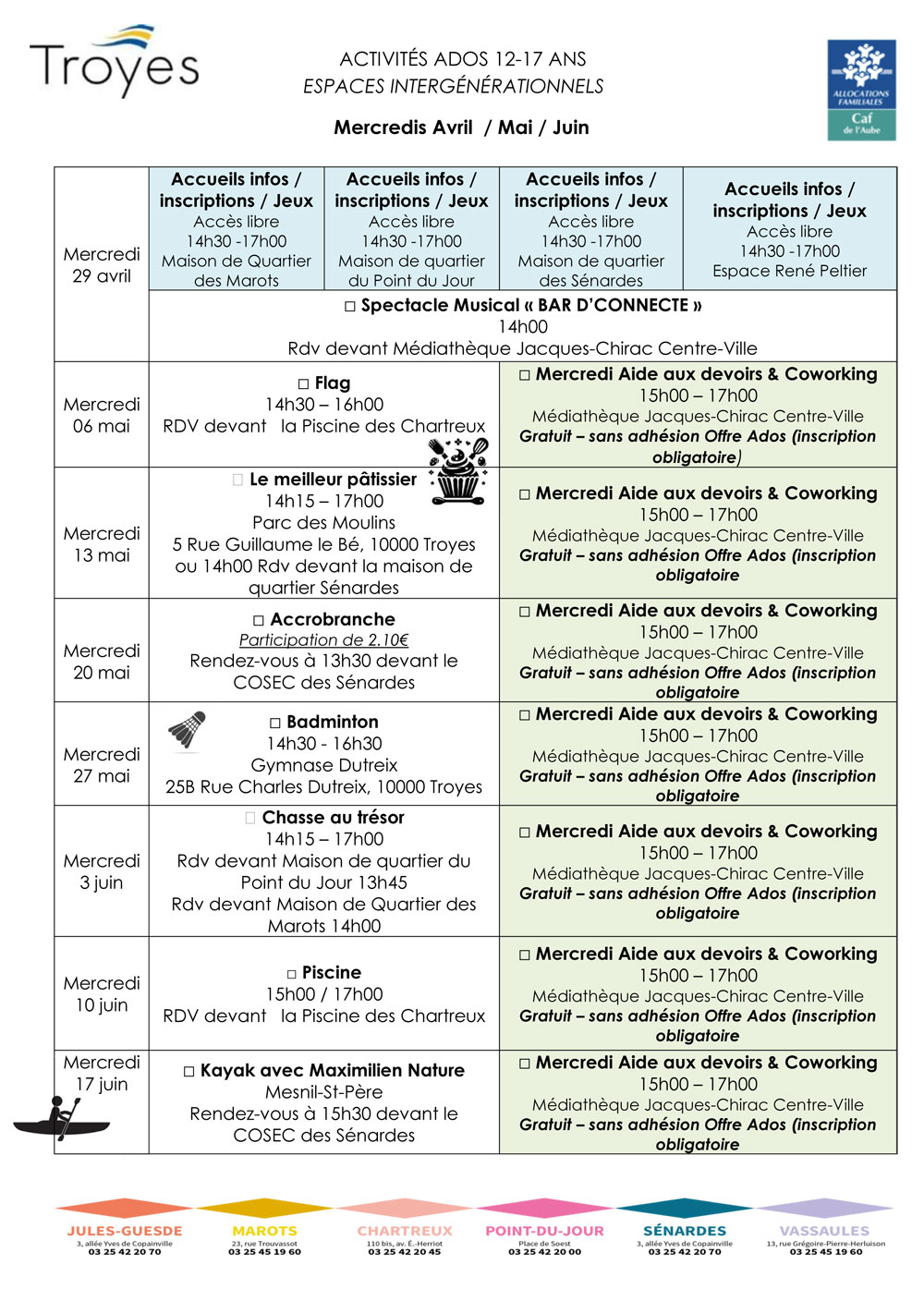 activités ados mercredis