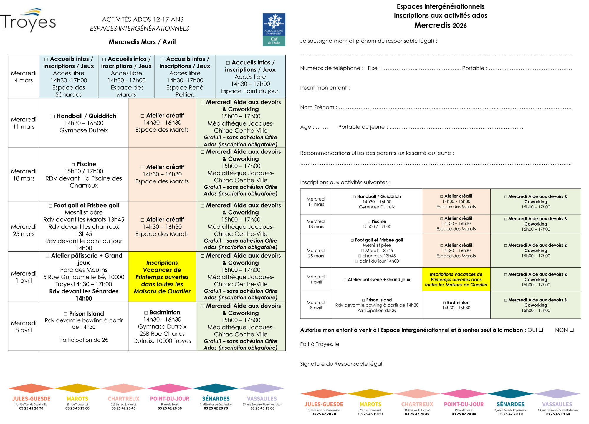 activités ados mercredis