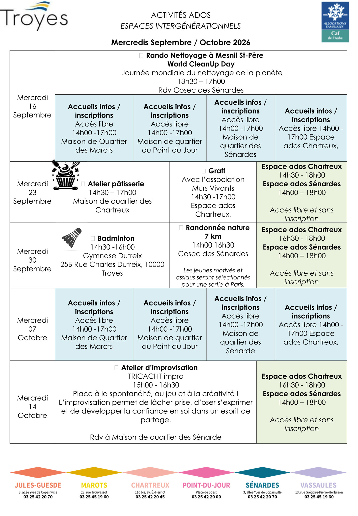 activités ados mercredis