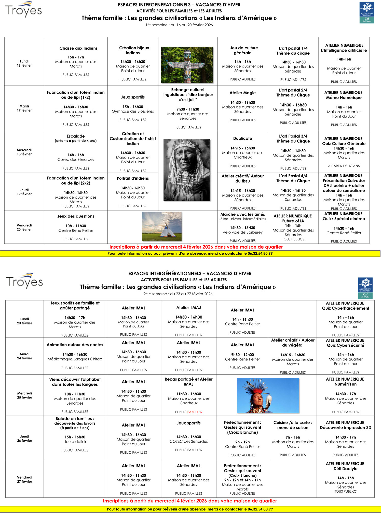 Affiche activités Générations